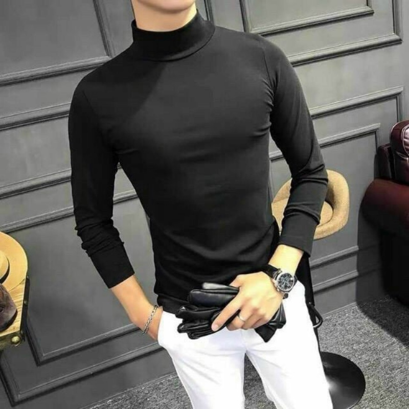 Áo Giữ Nhiệt Nam Áo Thun Lót Nỉ Nam Dài Tay Cổ Cao Giữ Ấm Thể Thao Cho Bạn NAM Cao Cấp