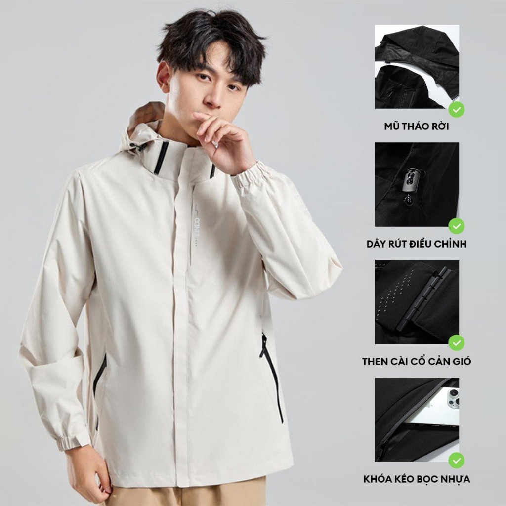 Áo khoác gió nam nữ 2 lớp tráng bạc mẫu mới 2023 chống thấm nước chống gió, giữ ấm