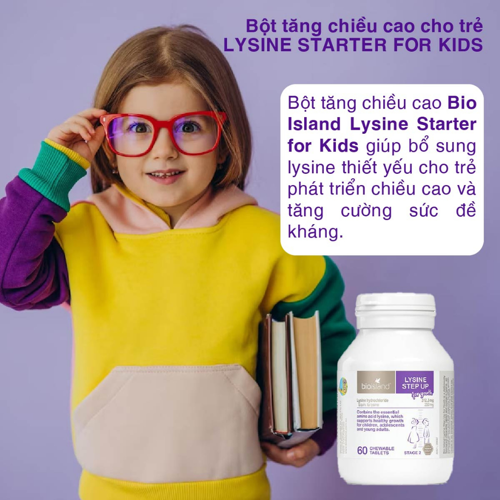 Bột lysine Bio Island tăng chiều cao cho bé 150g