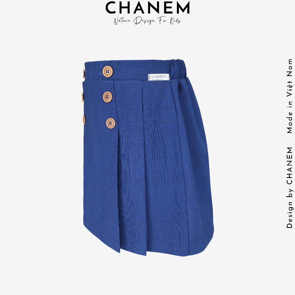 Chân váy đi học bé gái xếp ly MILA CHANEM chất cotton/bò giấy, có quần trong, cạp chun co giãn thoải mái