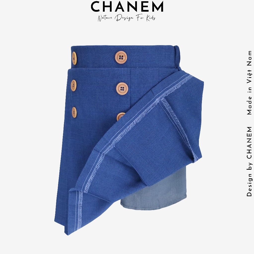 Chân váy đi học bé gái xếp ly MILA CHANEM chất cotton/bò giấy, có quần trong, cạp chun co giãn thoải mái
