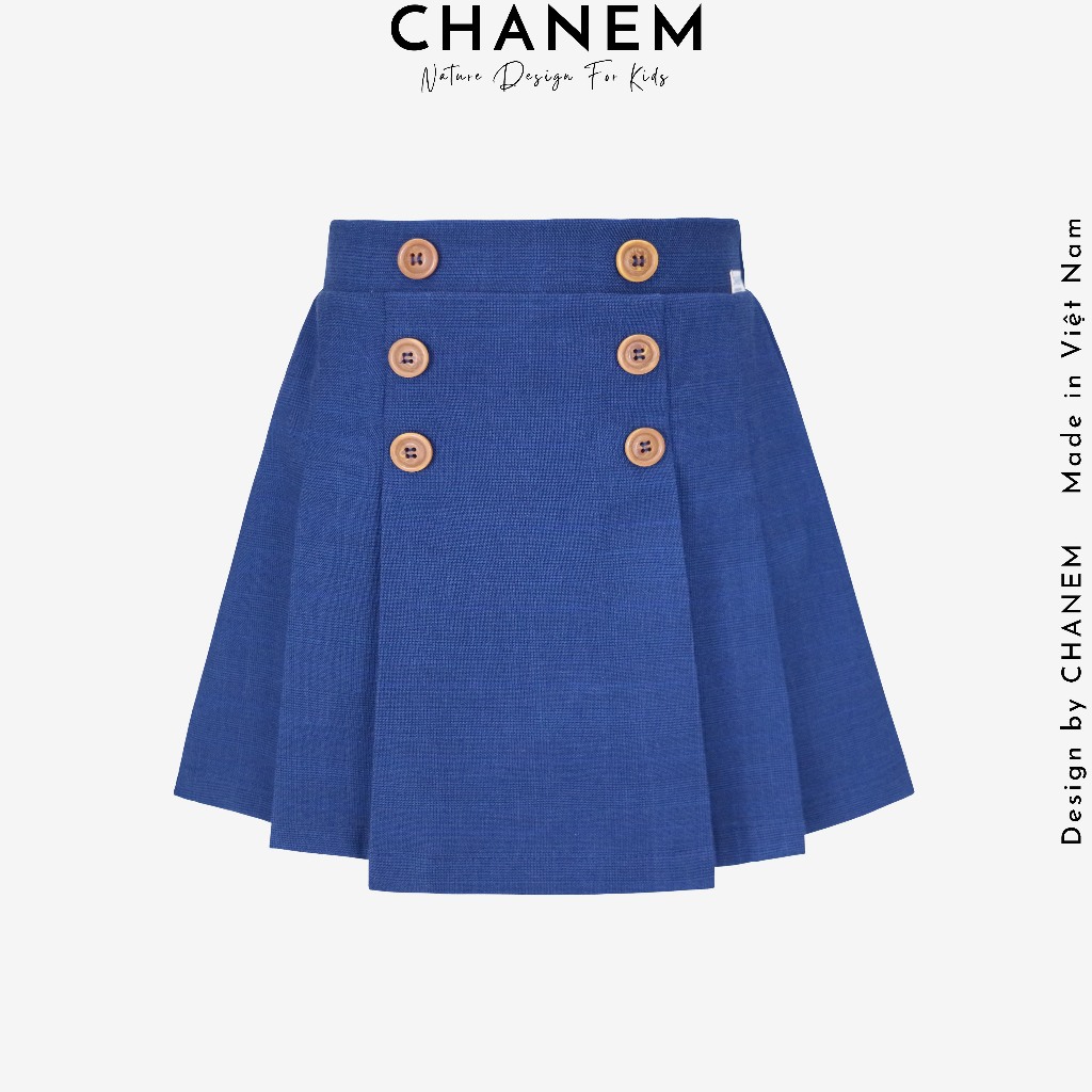 Chân váy đi học bé gái xếp ly MILA CHANEM chất cotton/bò giấy, có quần trong, cạp chun co giãn thoải mái