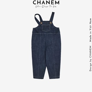 Quần yếm bò cho bé gái và bé trai NELLY CHANEM có túi trước, điều chỉnh được chiều dài dây cho bé từ 1 - 10 tuổi