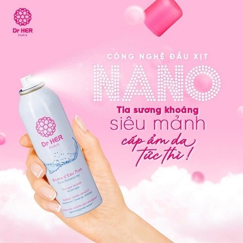 [Tặng nước tẩy trang 100ml] Xịt khoáng làm dịu da Dr Her Paris - 150ml