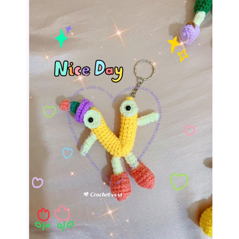 MÓC KHOÁ CHỮ CÁI BẰNG LEN | ảnh shop chụp|