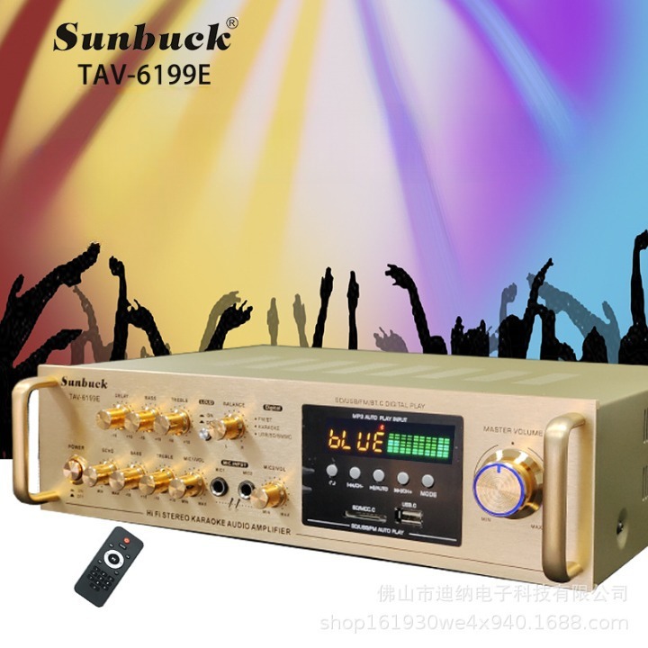 Âm ly Karaoke Bluetooth SUNBUCK 6199E, Amply Sunbuck 6199 5 Kênh Nghe Nhạc Công Suất Lớn, Có Điều Khiển Từ Xa, FM
