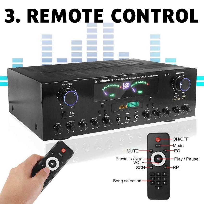 Amply Karaoke Bluetooth Sunbuck AV-999BT Công Suất 900W, Âmly Gia Đình Công Suất Lớn, 7 Kênh, Dễ Sử Dụng BH 12 Tháng