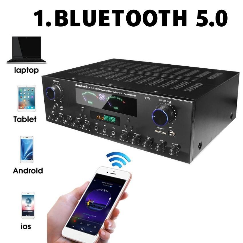 Amply Karaoke Bluetooth Sunbuck AV-999BT Công Suất 900W, Âmly Gia Đình Công Suất Lớn, 7 Kênh, Dễ Sử Dụng BH 12 Tháng