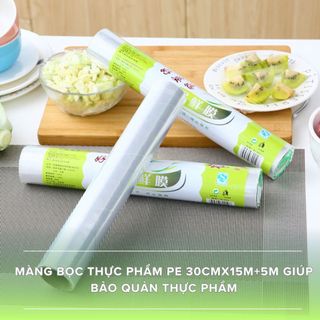 Màng bọc thực phẩm pe 30cmx20m, cuộn dài 20m, ngang 30cm, siêu dai bảo quản thực phẩm