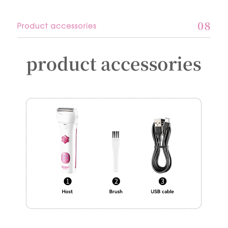 Máy Cạo Lông Toàn Thân Cao Cấp Cho Nữ Công Nghệ Chống Nước IPX5 Mới Kemei Km 304