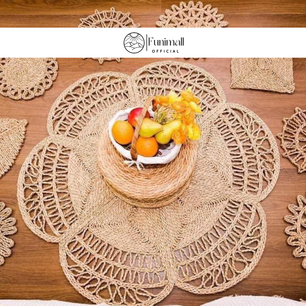 Xưởng Thảm cói tròn trải sàn phòng khách, phòng ngủ, quán cafe, nhà hàng, homestay, thảm cói treo tường Vintage