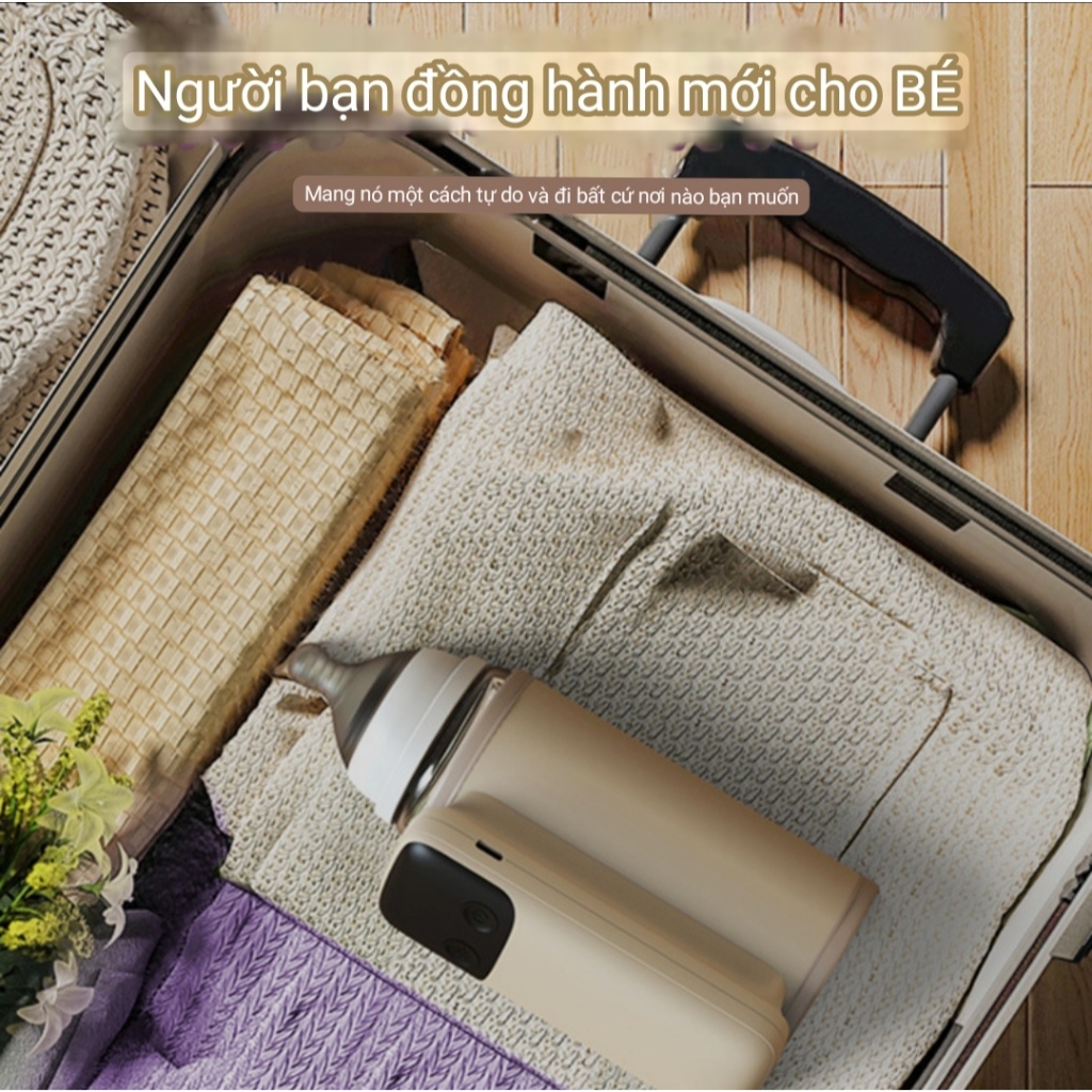 Máy Hâm Sữa Không Dây Di Động FINOSE bản All New 2024, Sạc Type C 18W siêu nhanh, 6 mức nhiệt hâm cho bé LEMKIDS