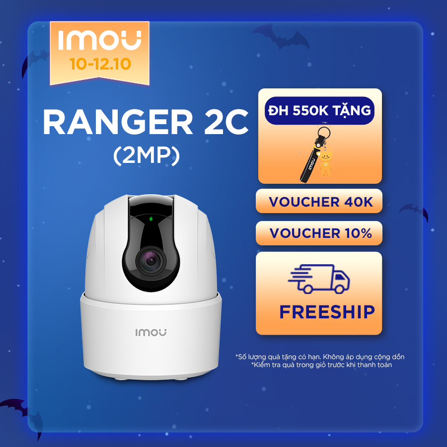 [Mã ELIM10 giảm 10% đơn 800K] Camera Wifi trong nhà Imou Ranger 2C (2MP) I Đàm thoại hai chiều I Xoay 360