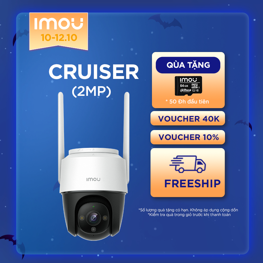 [Mã ELIM10 giảm 10% đơn 800K] Camera Wifi ngoài trời Imou Cruiser (2MP) I IPC-S22FP I Ghi hình màu ban đêm I Đàm thoại