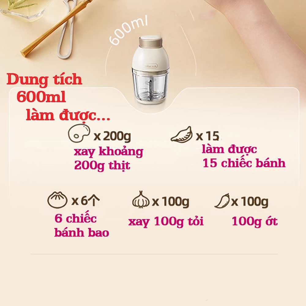 Máy Xay Ăn Dặm Cho Bé Bear QSJ-D02Q1 Dao 6 Lưỡi Dung Tích 600ML Công Suất 200W Bảo Hành 12 Tháng