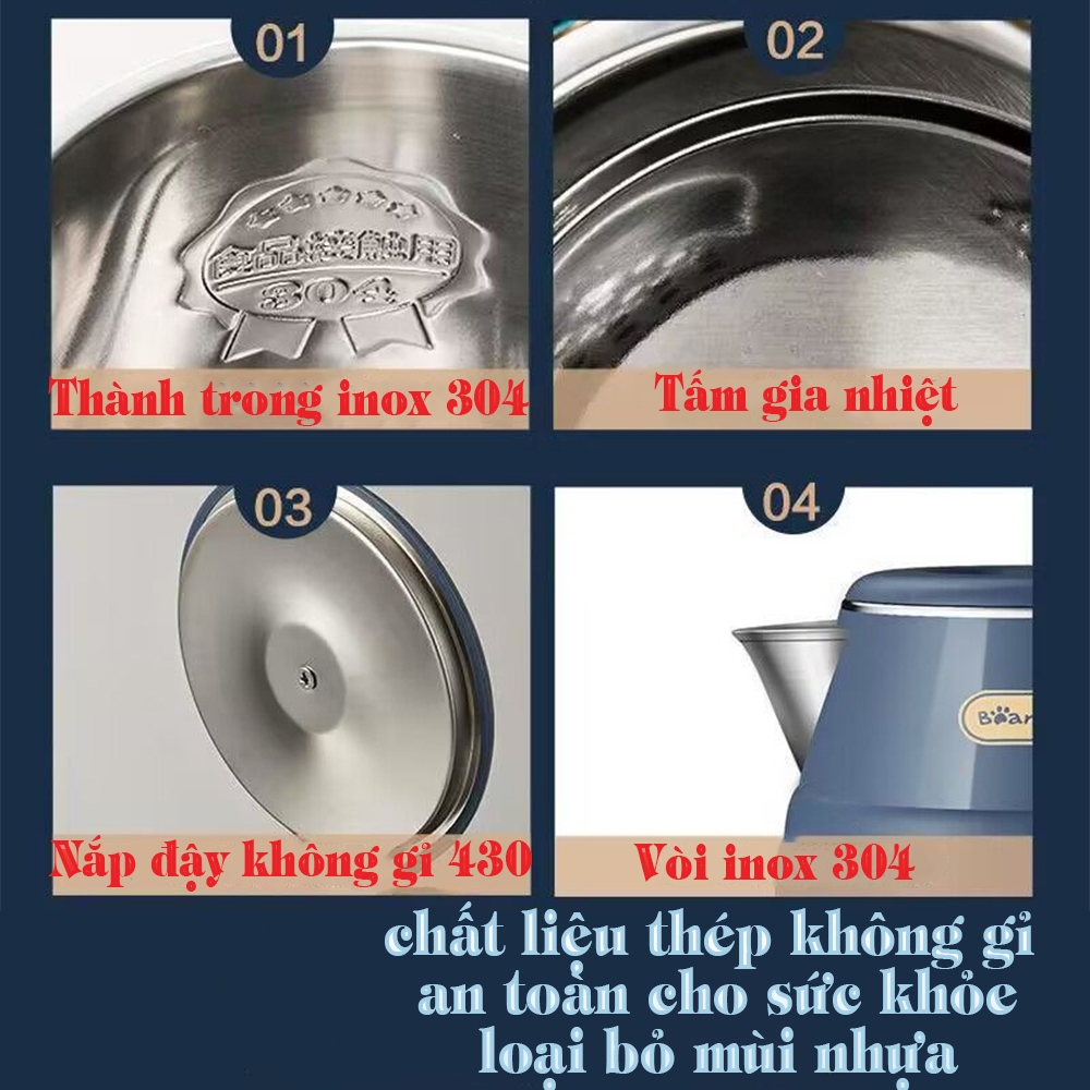 Ấm Siêu Tốc Bear ZDH-Q15H2 Chống Bỏng Dung Tích 1.5L Công Suất 1500W Bảo Hành 12 Tháng