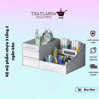 Kệ nhựa để mỹ phẩm 3 tầng 2 ngăn kéo (K3T)