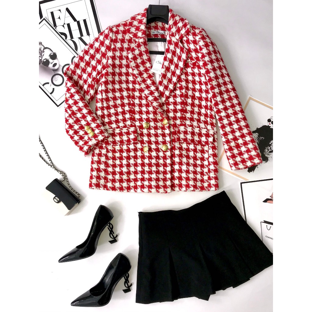 Áo vest dạ zz kẻ đỏ AV119