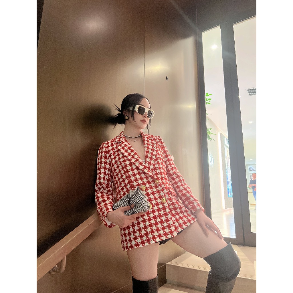 Áo vest dạ zz kẻ đỏ AV119