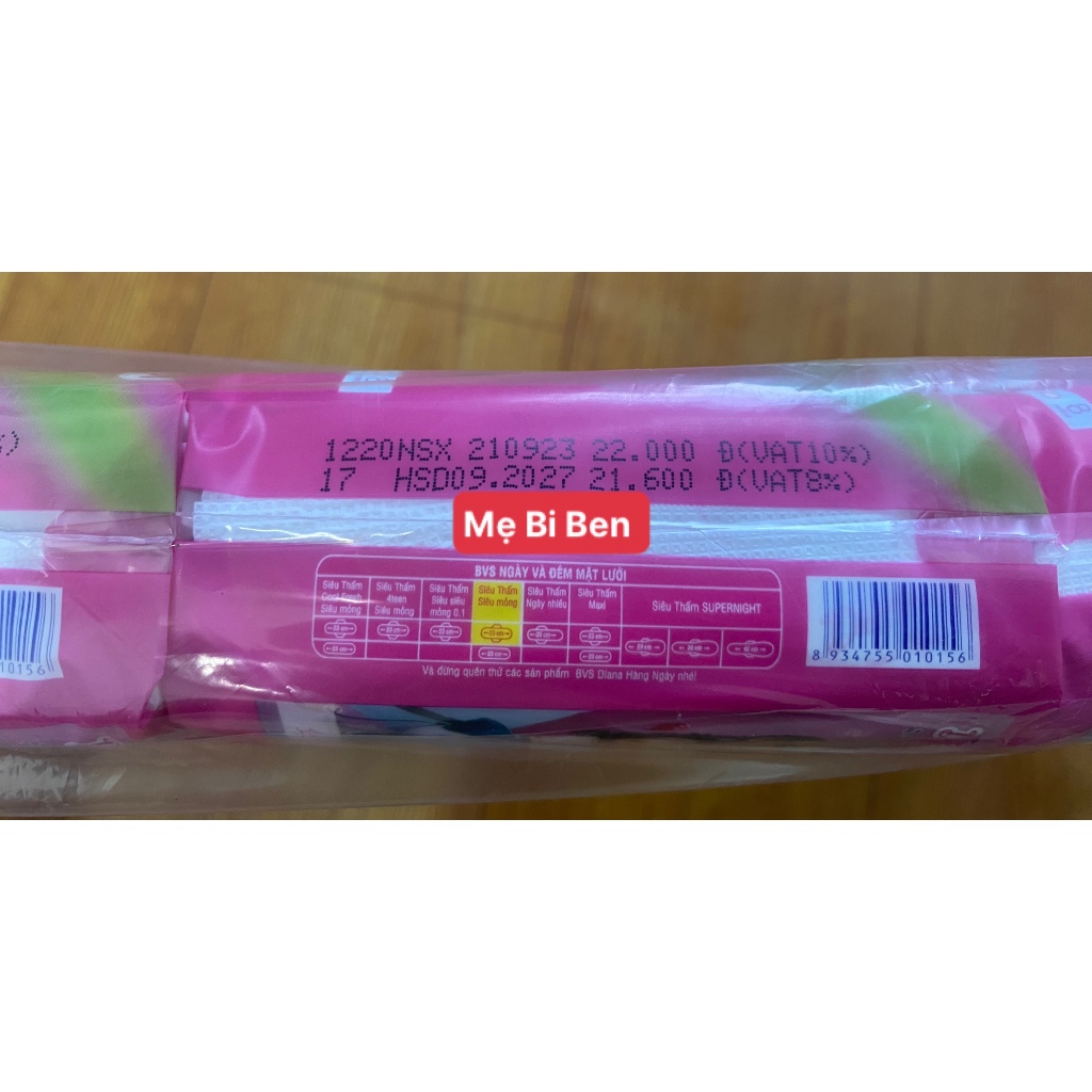 Lốc 6 gói Băng Vệ Sinh Diana siêu thấm siêu mỏng cánh NGÀY NHIỀU 23/29cm 6/8 miếng/gói Mặt lưới