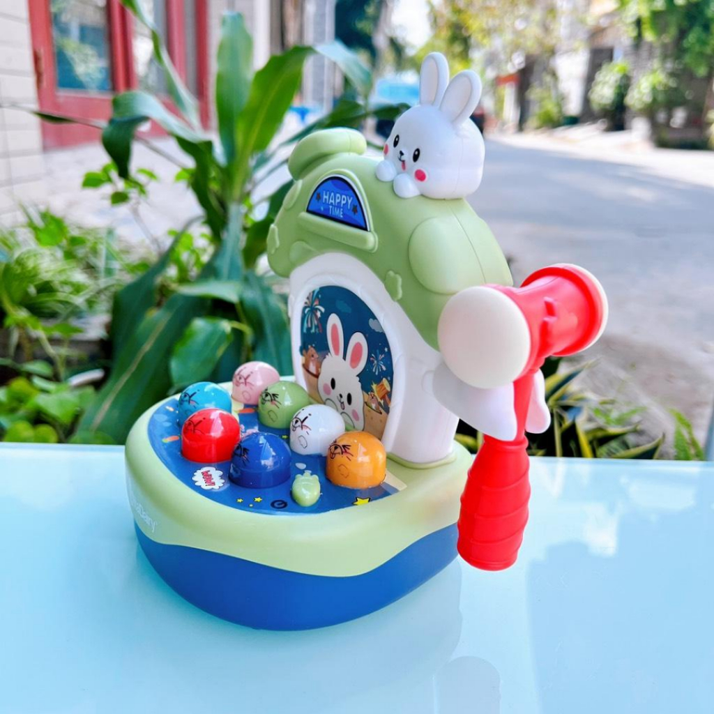 Đồ chơi đập chuột nhà thỏ đa năng, đồ chơi có nhạc, đèn cho bé
