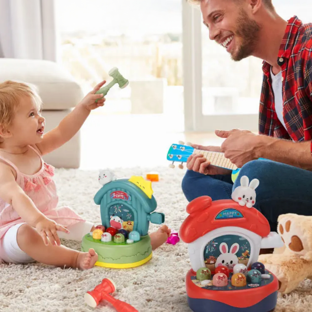 Đồ chơi đập chuột nhà thỏ đa năng, đồ chơi có nhạc, đèn cho bé