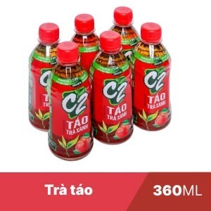 Lốc 6 chai trà xanh C2 chanh / táo / đào / dâu 455ml