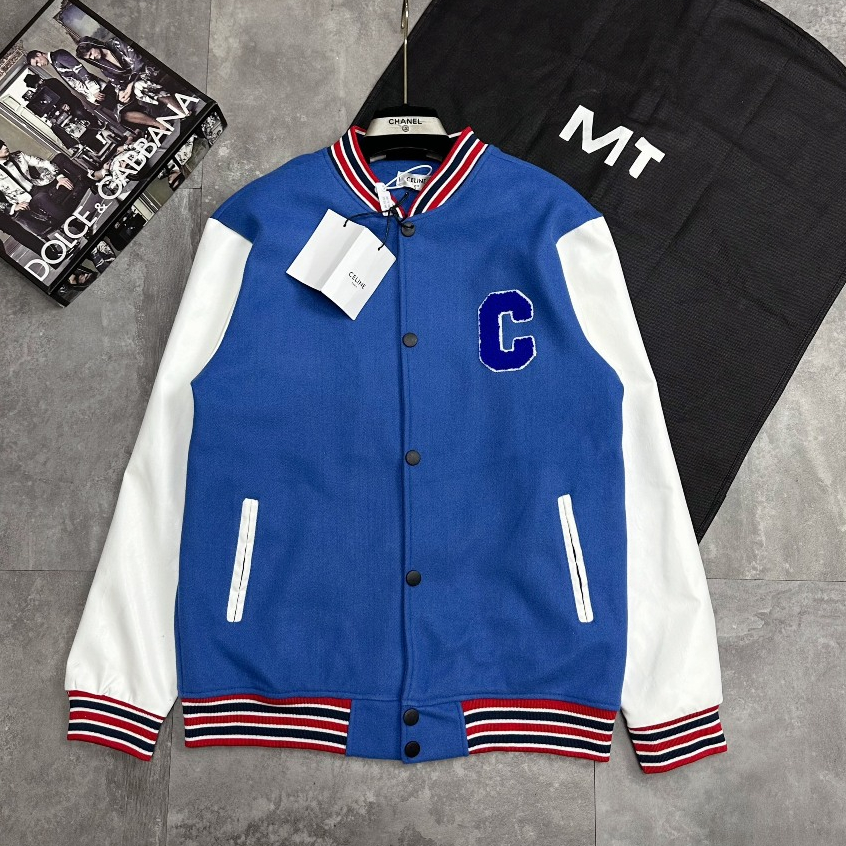 Áo Khoác Bomber Dạ Phối Da Nam Nữ Bản Tàu Siêu Cấp_Áo Dạ Bomber Cổ Bo Tàu Phối Da