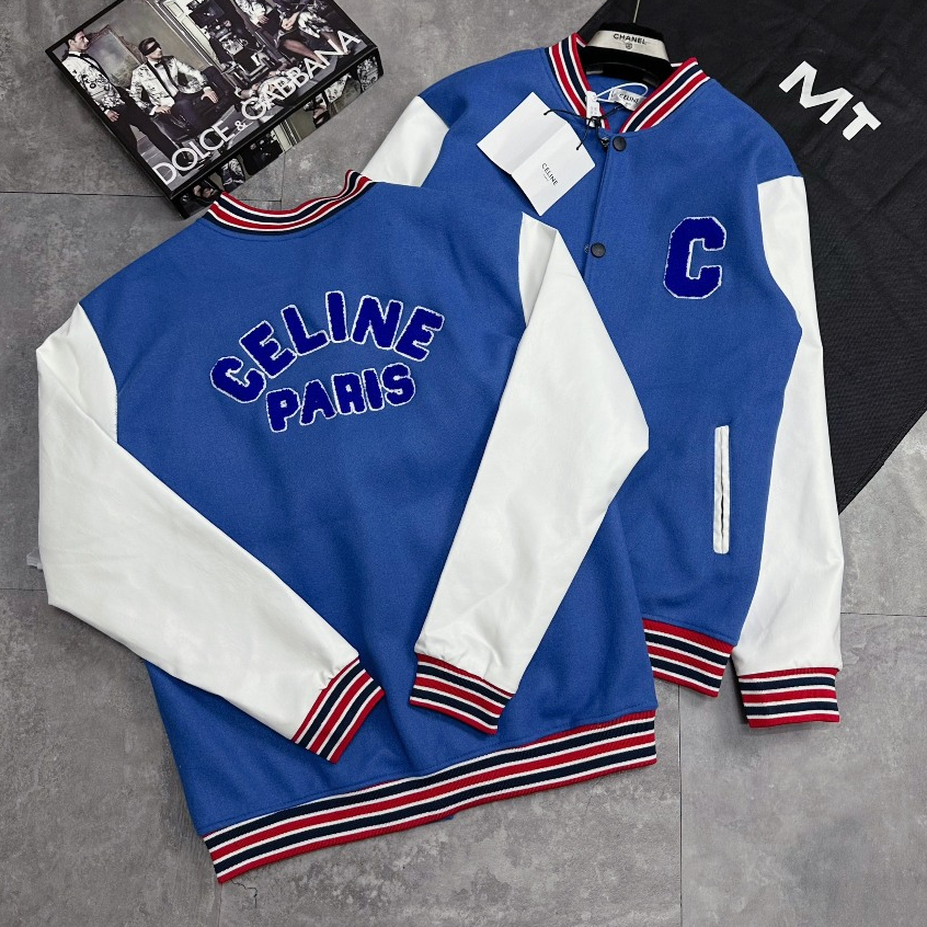 Áo Khoác Bomber Dạ Phối Da Nam Nữ Bản Tàu Siêu Cấp_Áo Dạ Bomber Cổ Bo Tàu Phối Da