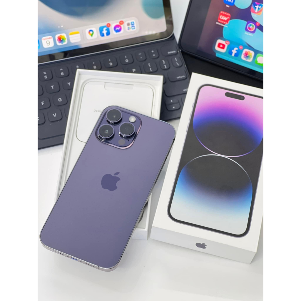 Điện thoại ip 14 prm - tím đẹp king - 256gb - tặng tai nghe - bảo hành 12 tháng - đổi trả trong 7 ngày