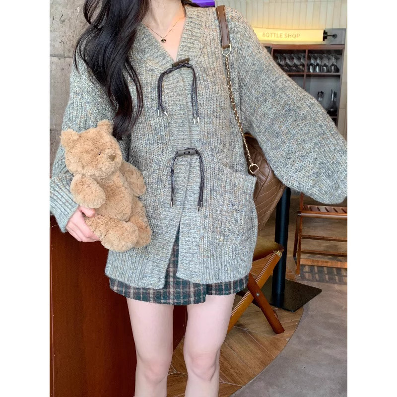 Áo Khoác Len Thắt Nơ Da Dày Dặn Phong Cách Hàn Quốc