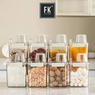 Hộp nhựa đựng thực phẩm khô FEEKA sang trọng chống ẩm, hộp đựng thức ăn có quai xách và cốc đong chia độ