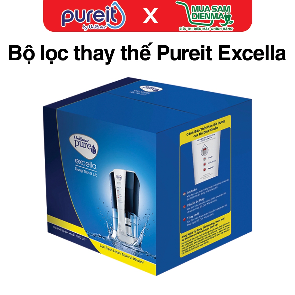 Bộ 4 lõi lọc Unilever Pureit Excella | Lọc cặn - Diệt khuẩn - Than hoạt tính | CS 3000L | Hàng chính hãng