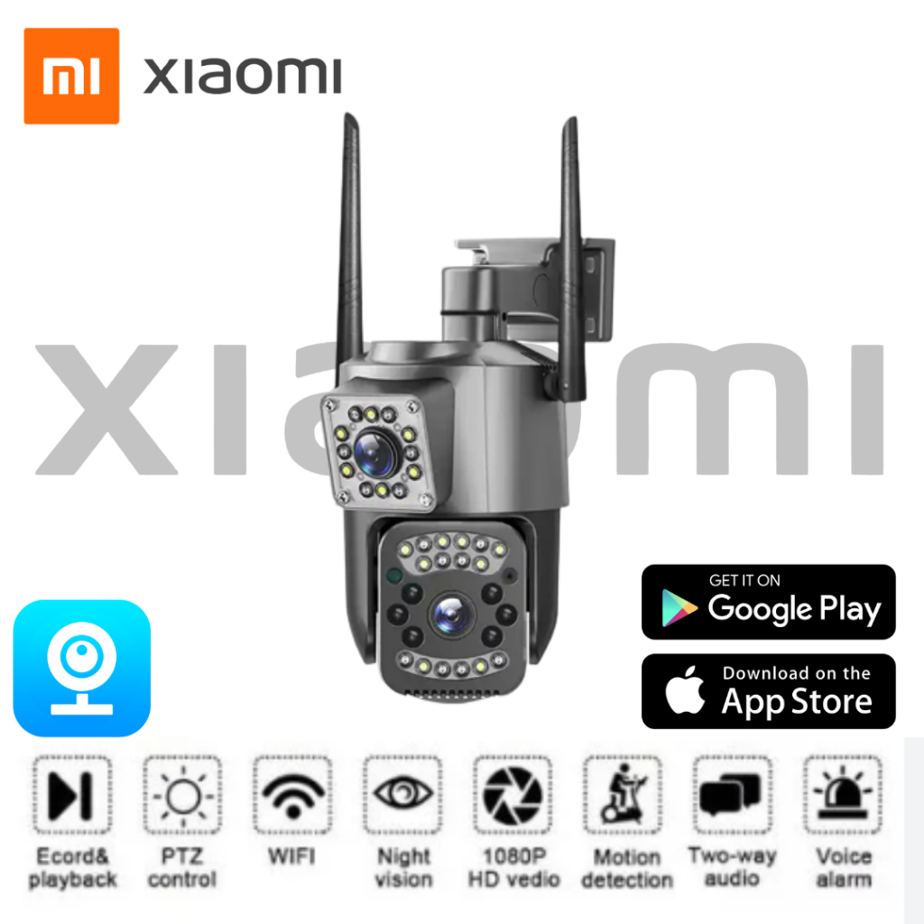 XIAOMI V380 Dual Lens camera cctv, camera giám sát không dây ngoài trời wifi, camera an ninh IP, ống kính kép, 4K, 8MP