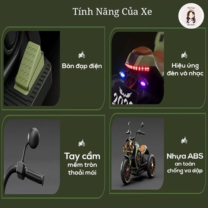 Xe Motor Điện Cao Cấp Cho Bé Có Nhạc / Đèn Cảm Biến Điều Khiển Từ Xa Và Chân Ga Với Khả Năng Chịu Lực Khỏe Lên Tới 50kg
