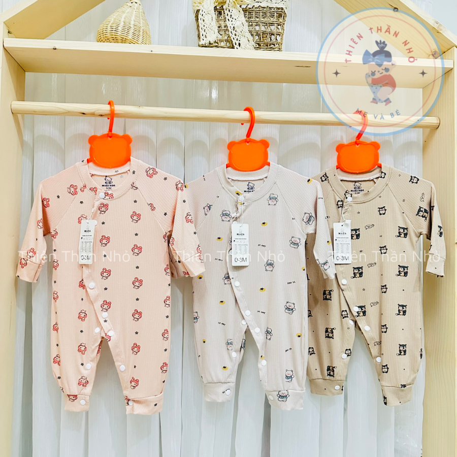 Body Dài Tay Cho Bé Thun Lạnh Peptit Mazakids Bodysuit Sơ Sinh Bé Trai Bé Gái