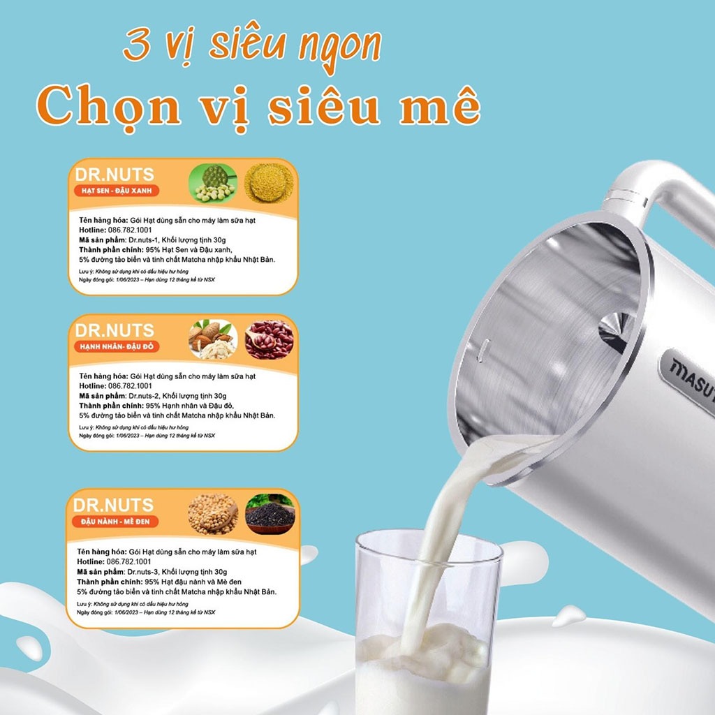 Gói Hạt Làm Sẵn Cho Máy Sữa Hạt DR.NUTS | Định Lượng Sẵn, Xé Là Nấu -  Set Hạt Làm Sữa Sẵn Dinh Dưỡng