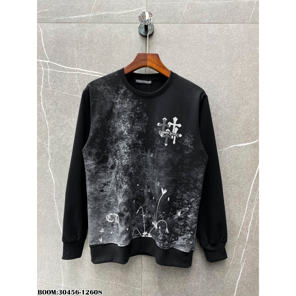 🔥Hot🔥Áo nỉ Chrome Hearts họa tiết loang hot trend Nam nữ Thu Đông 2023