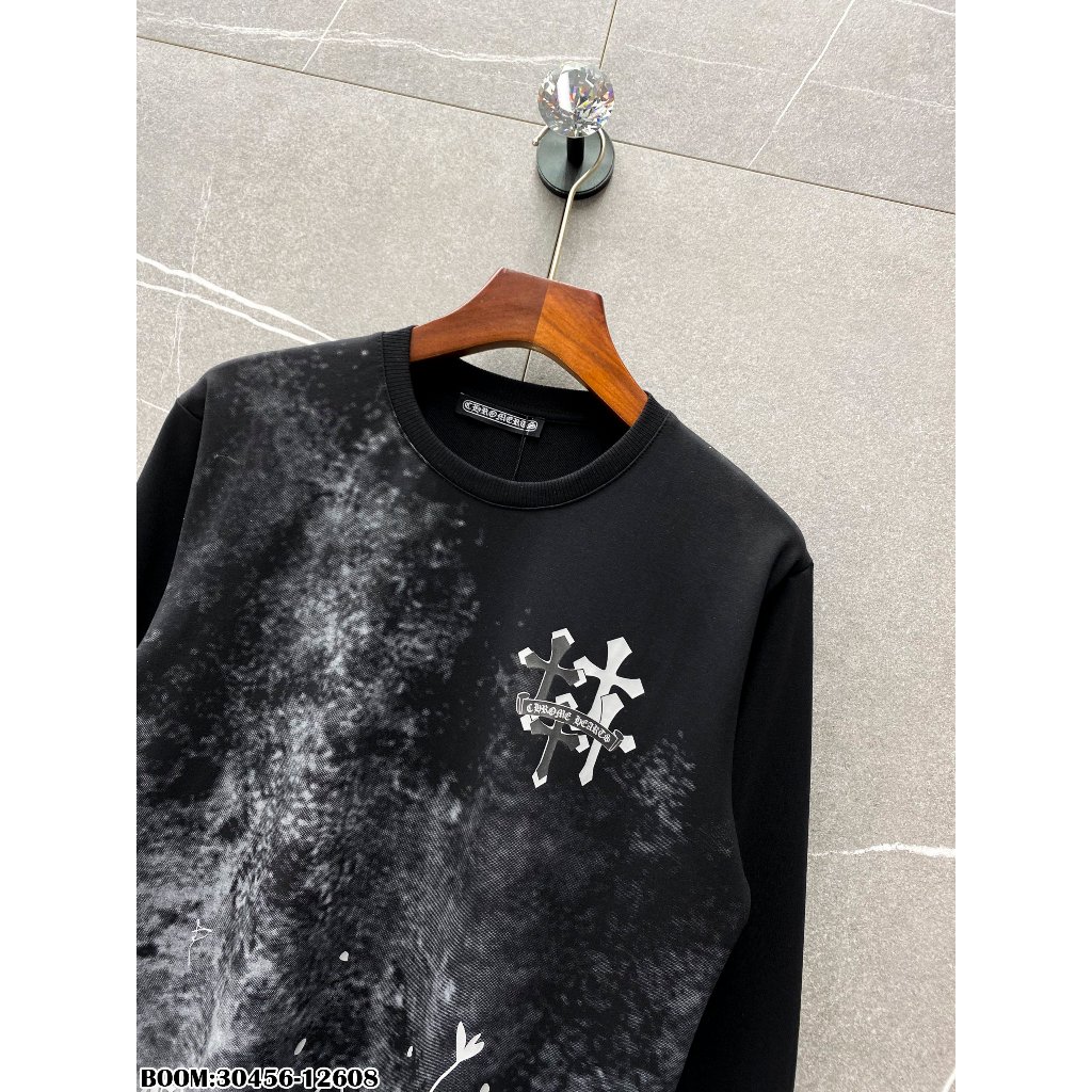 🔥Hot🔥Áo nỉ Chrome Hearts họa tiết loang hot trend Nam nữ Thu Đông 2023