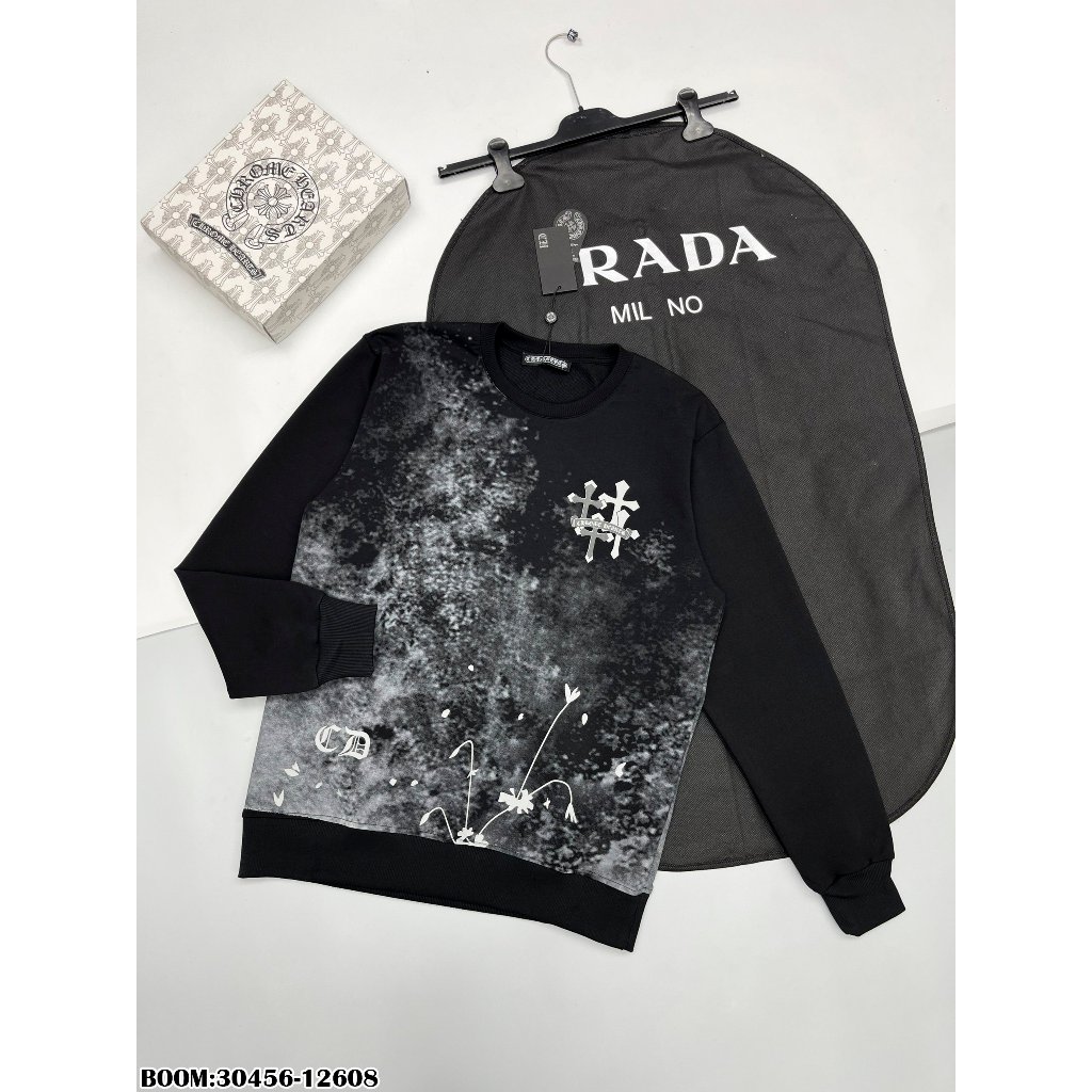 🔥Hot🔥Áo nỉ Chrome Hearts họa tiết loang hot trend Nam nữ Thu Đông 2023