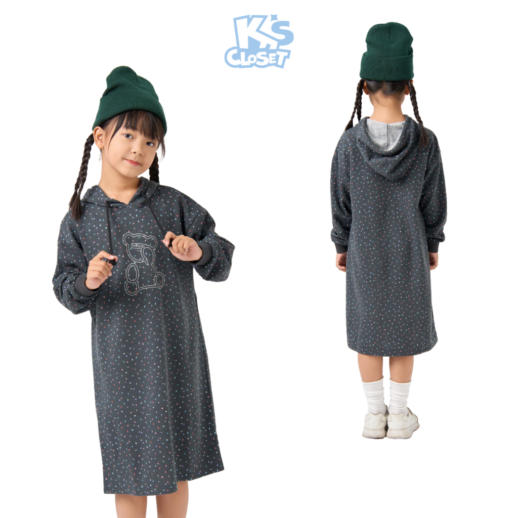 Váy Hoodie cho bé gái K'S CLOSET (2-14 tuổi) thoải mái, năng động KT198TWF TM