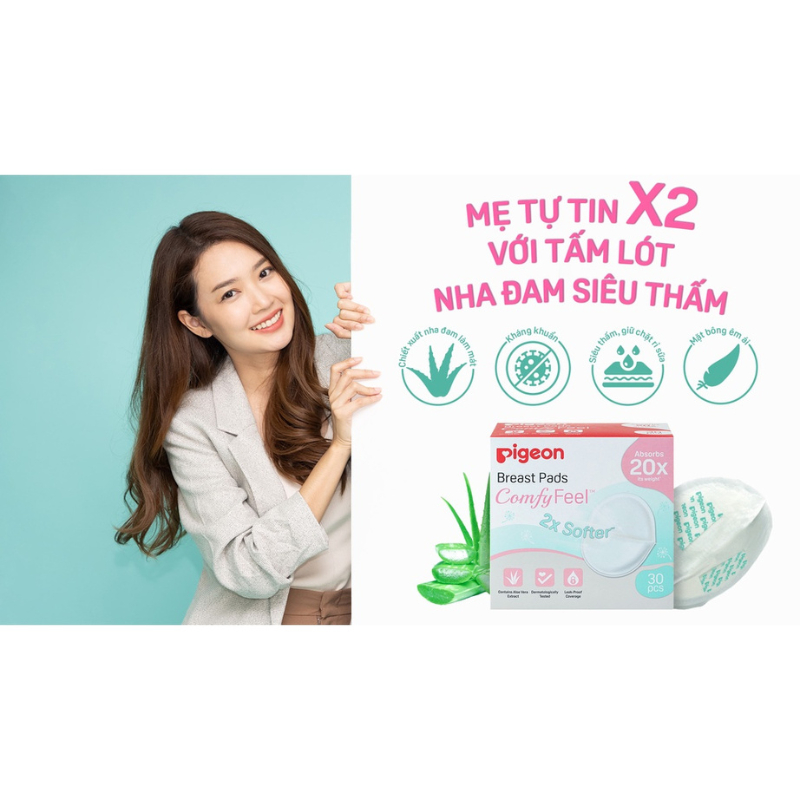 Miếng lót thấm sữa Pigeon 12-50 miếng thiết kế 3D mỏng dạng lưới thấm hút nhanh, tấm miếng lót thấm hút sữa Bunry shop