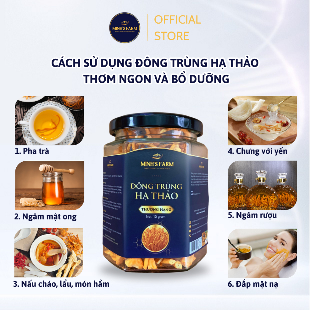 Đông Trùng Hạ Thảo Khô Sấy Thăng Hoa Minh's Farm - Hộp 10g