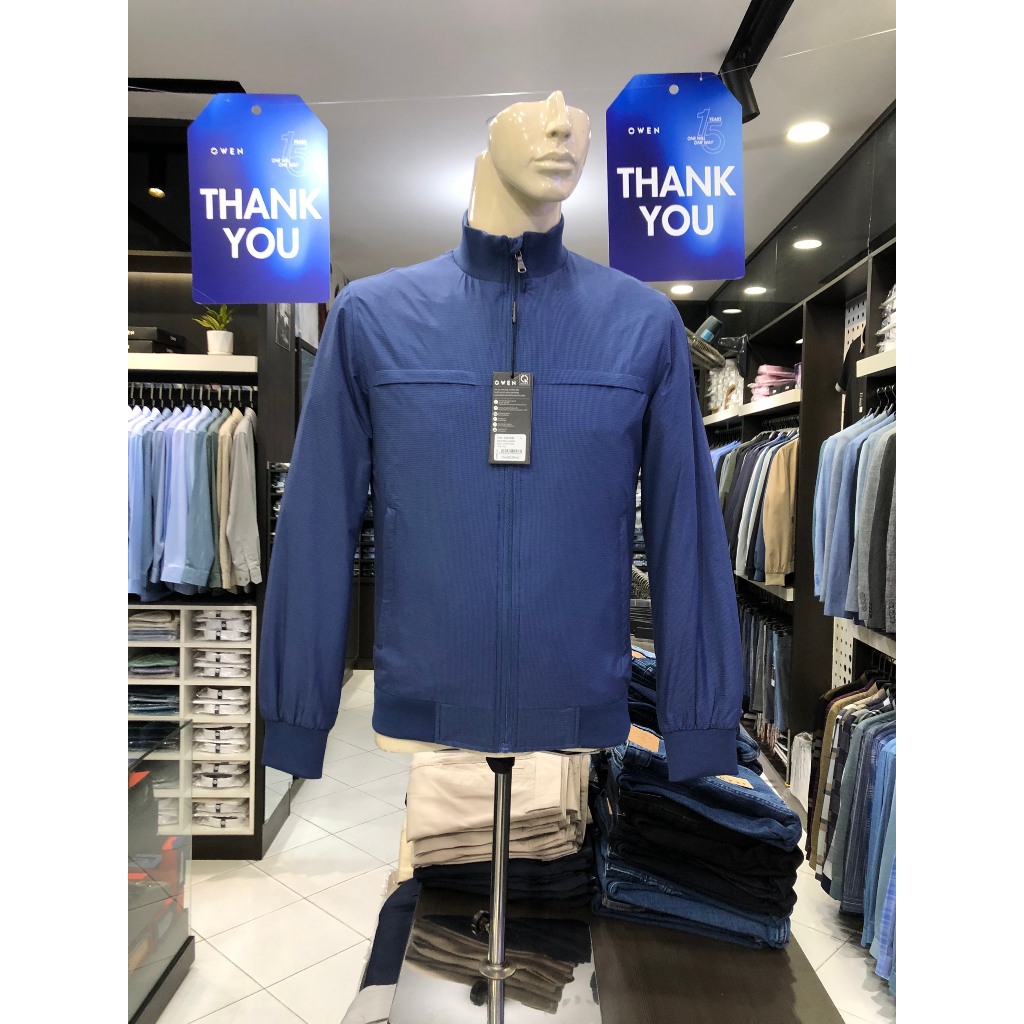 Áo khoác owen 2 lớp màu xanh dương caro nhỏ JK61030