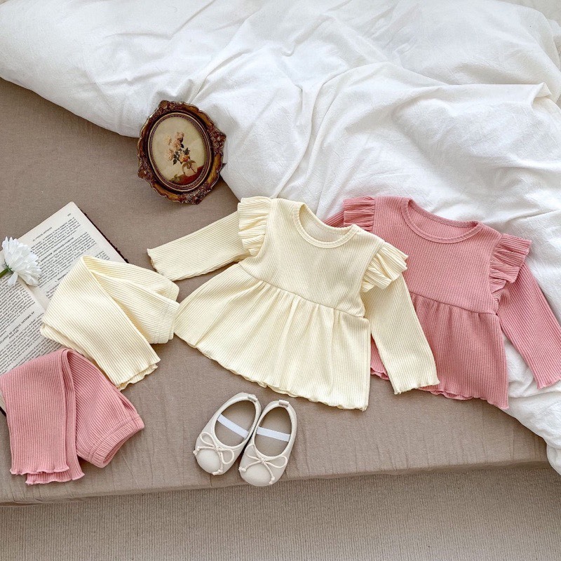 BỘ TĂM ÁO VÁY CÁNH TIÊN XINH XẮN CHO BÉ GÁI MẶC THU ĐÔNG 9-19KG