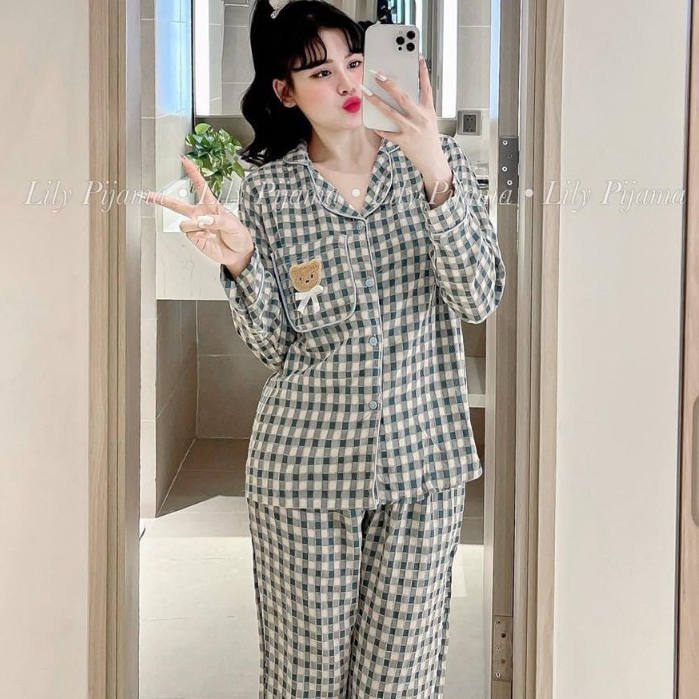 Bộ Kẻ Pizama Vân Nổi Mặc Thai Kỳ Và Sau Sinh