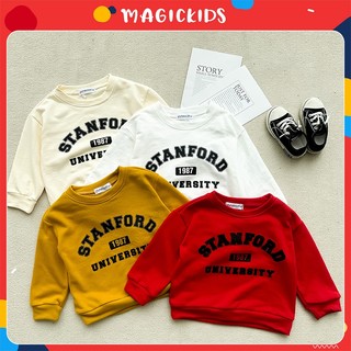 Áo thun dài tay cho bé Magickids áo sweater in chữ stanford chất nỉ da cá dày dặn giữ ấm cho bé size đại  AO23059