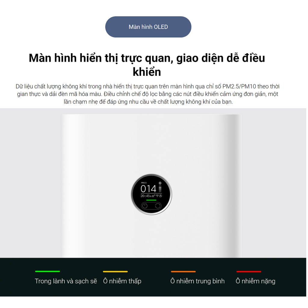 Máy lọc không khí Xiaomi Mi Air Purifier 4 Pro EU - Hàng chính hãng