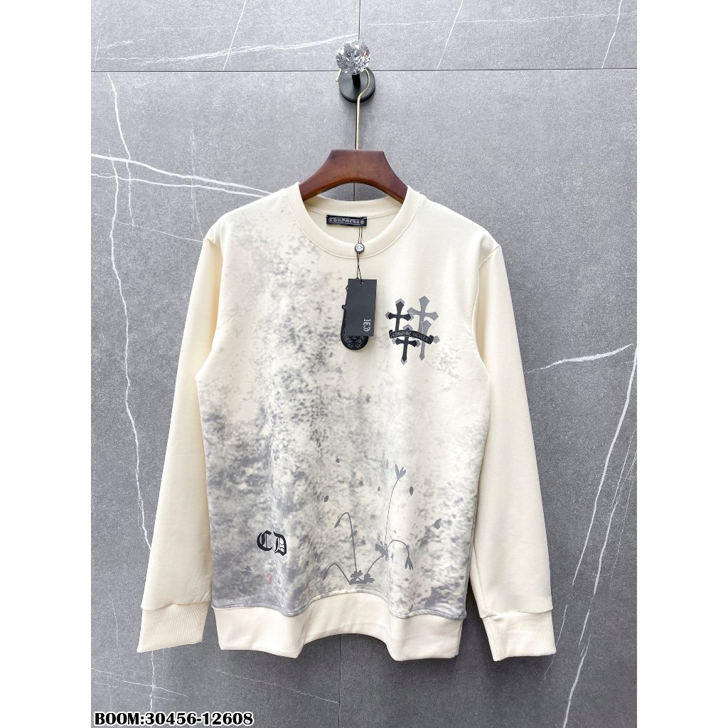 🔥Hot🔥Áo nỉ Chrome Hearts họa tiết loang hot trend Nam nữ Thu Đông 2023