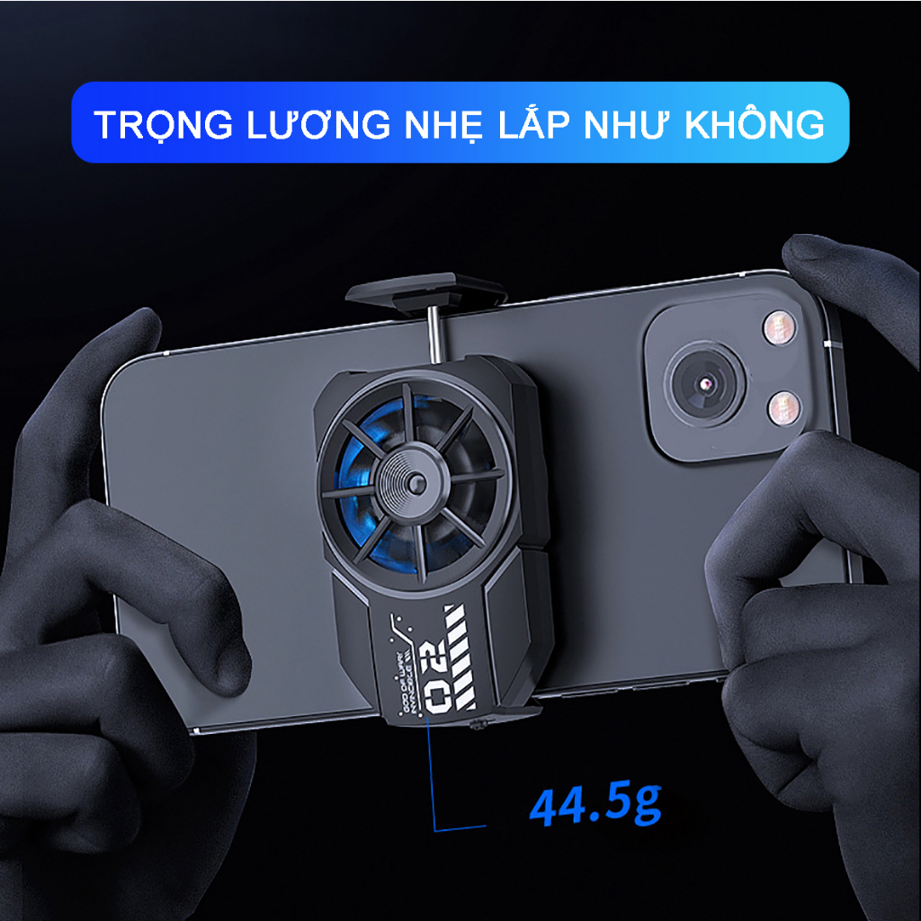 Quạt tản nhiệt điện thoại MEMO FLA2 chống ồn có đèn LED gaming tăng fps giảm giật lag làm lạnh sâu chơi game mobile FF